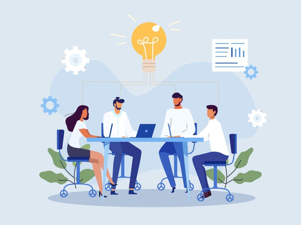 digital marketing team collaborating on strategy and business growth planning