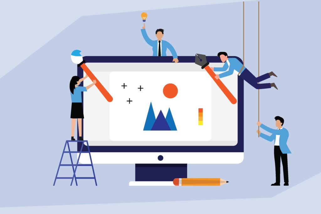 creative team designing high quality visuals and video content for brand growth and marketing performance