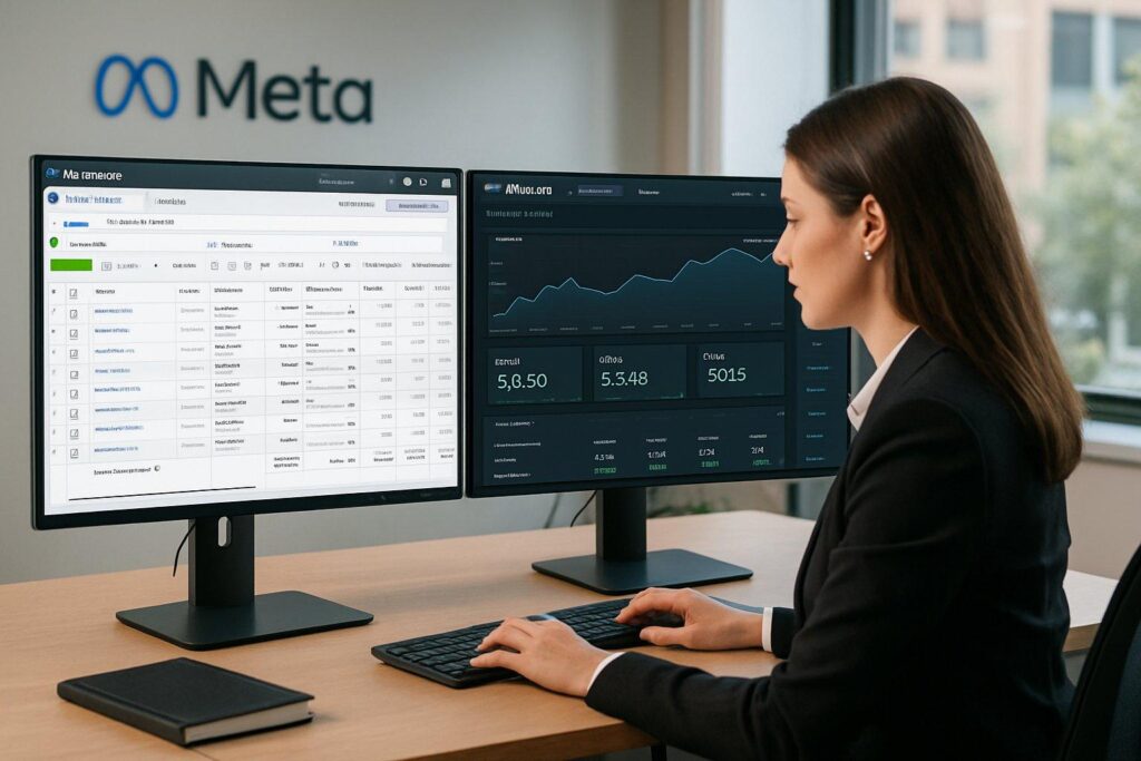 Meta Ads campaign analytics on laptop and smartphone